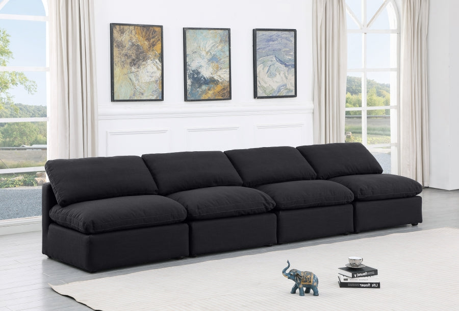 Indulge Linen Textured Fabric Sofa Black from Meridian - Luna Furniture