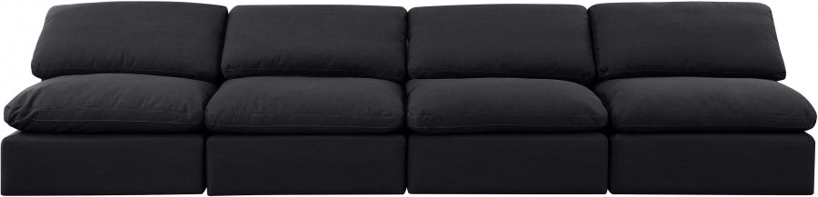 Indulge Linen Textured Fabric Sofa Black from Meridian - Luna Furniture