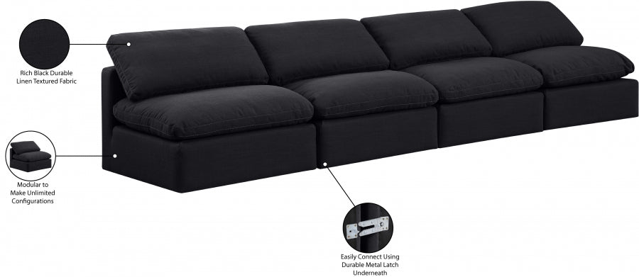 Indulge Linen Textured Fabric Sofa Black from Meridian - Luna Furniture