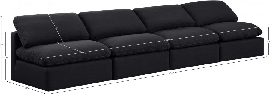 Indulge Linen Textured Fabric Sofa Black from Meridian - Luna Furniture