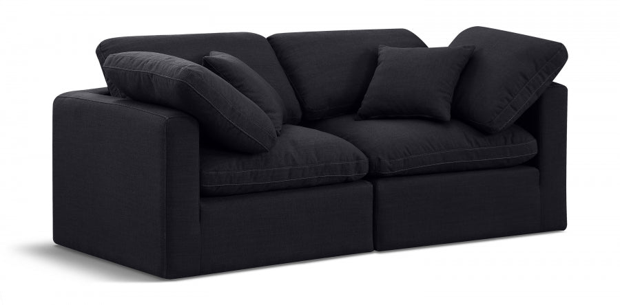 Indulge Linen Textured Fabric Sofa Black from Meridian - Luna Furniture