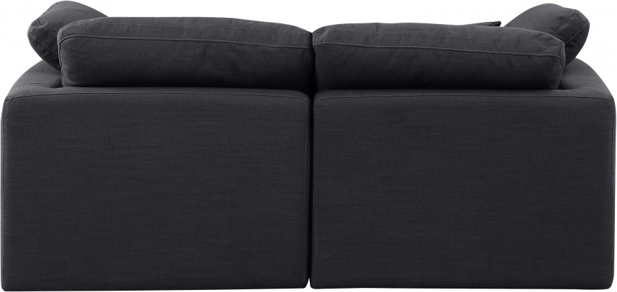 Indulge Linen Textured Fabric Sofa Black from Meridian - Luna Furniture