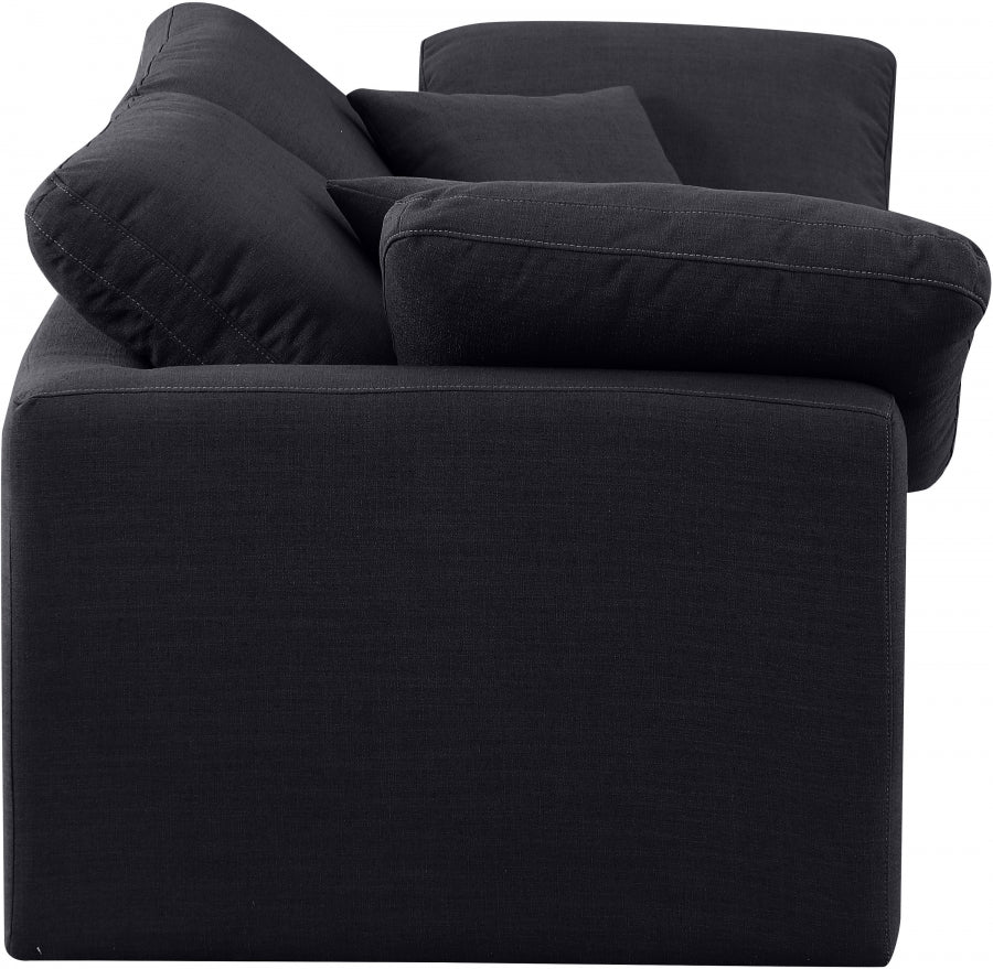 Indulge Linen Textured Fabric Sofa Black from Meridian - Luna Furniture