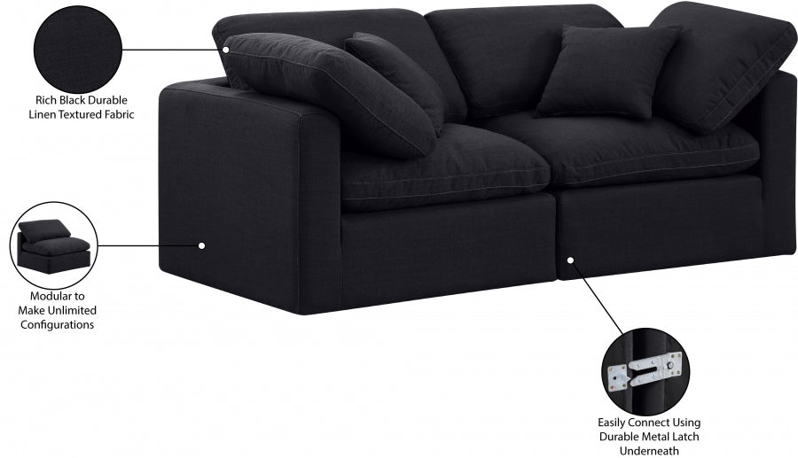 Indulge Linen Textured Fabric Sofa Black from Meridian - Luna Furniture