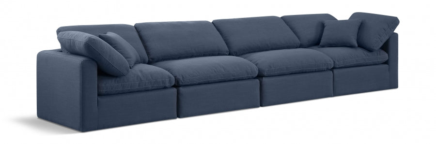 Indulge Linen Textured Fabric Sofa Blue from Meridian - Luna Furniture