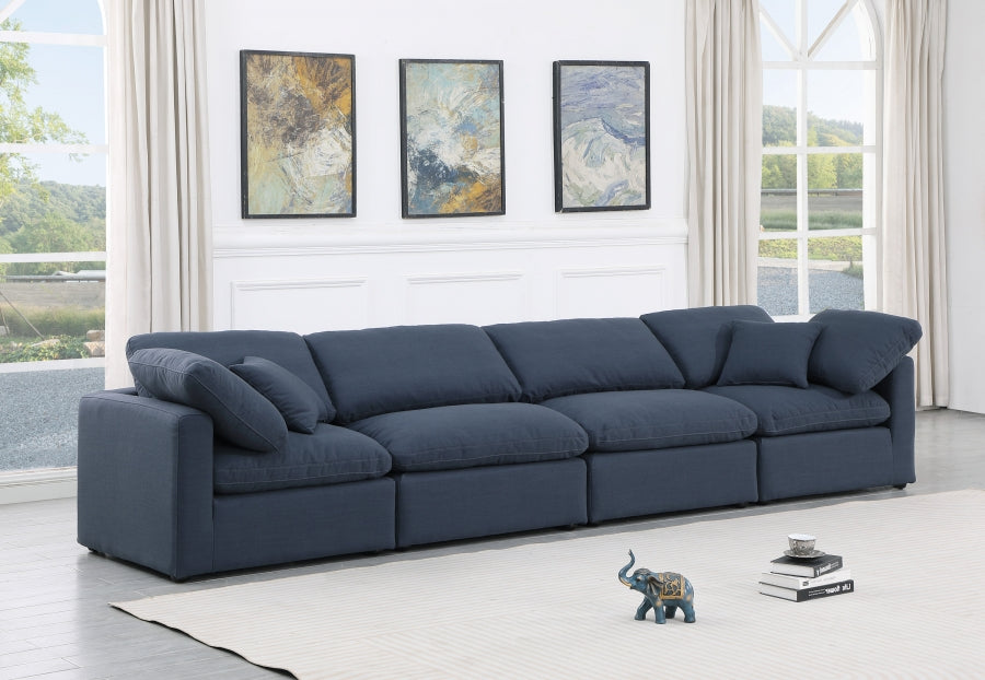 Indulge Linen Textured Fabric Sofa Blue from Meridian - Luna Furniture