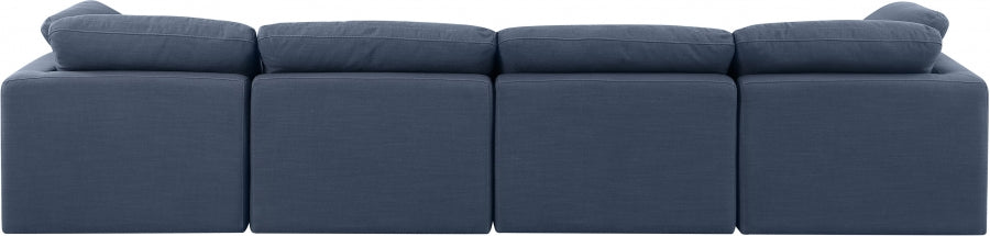 Indulge Linen Textured Fabric Sofa Blue from Meridian - Luna Furniture