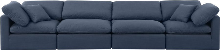 Indulge Linen Textured Fabric Sofa Blue from Meridian - Luna Furniture