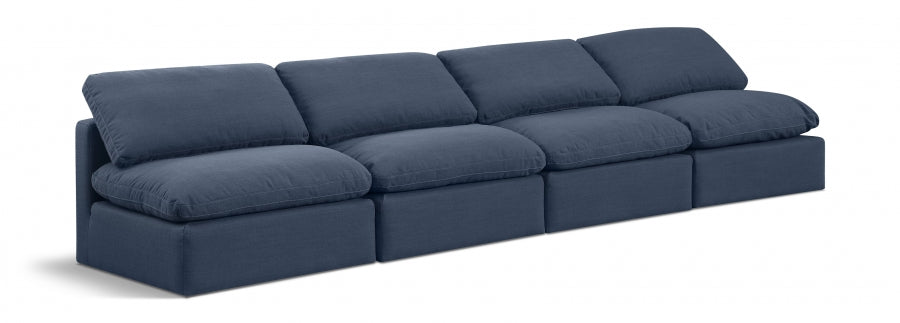 Indulge Linen Textured Fabric Sofa Blue from Meridian - Luna Furniture