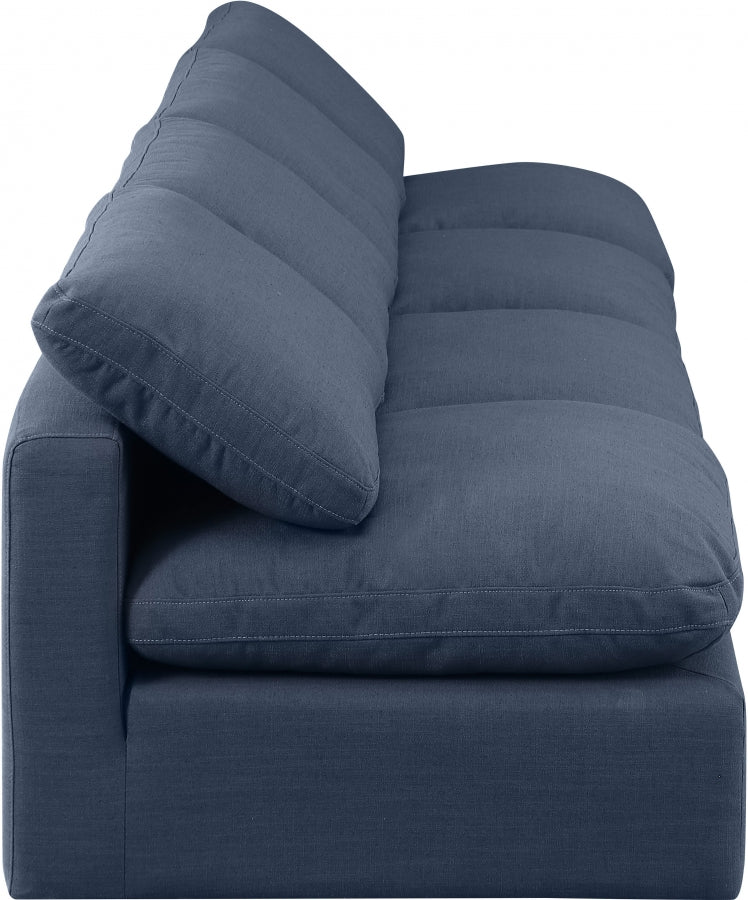 Indulge Linen Textured Fabric Sofa Blue from Meridian - Luna Furniture