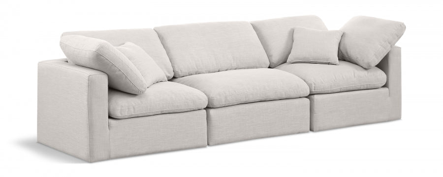 Indulge Linen Textured Fabric Sofa Cream from Meridian - Luna Furniture