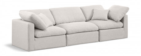 Indulge Linen Textured Fabric Sofa Cream from Meridian - Luna Furniture