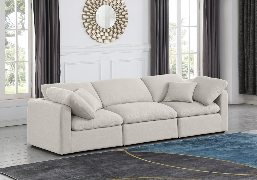 Indulge Linen Textured Fabric Sofa Cream from Meridian - Luna Furniture