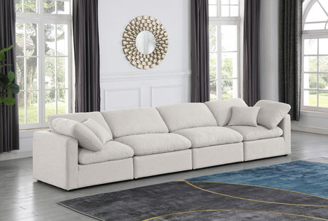 Indulge Linen Textured Fabric Sofa Cream from Meridian - Luna Furniture