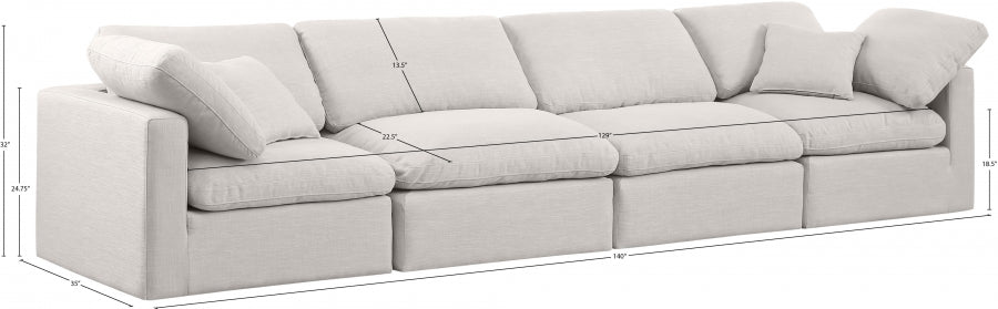 Indulge Linen Textured Fabric Sofa Cream from Meridian - Luna Furniture