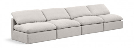 Indulge Linen Textured Fabric Sofa Cream from Meridian - Luna Furniture