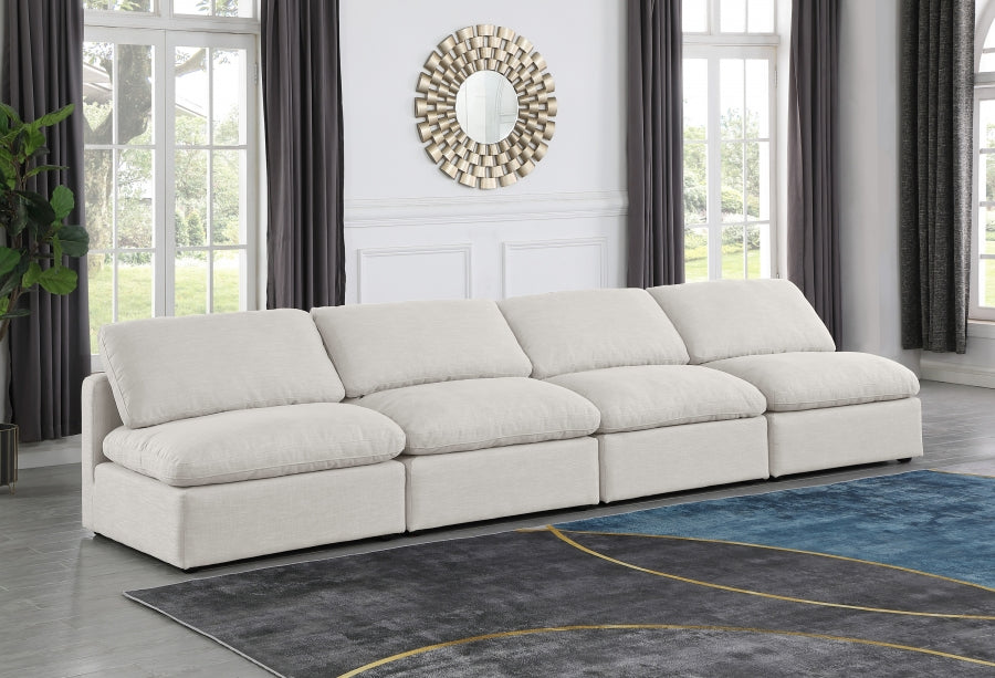 Indulge Linen Textured Fabric Sofa Cream from Meridian - Luna Furniture