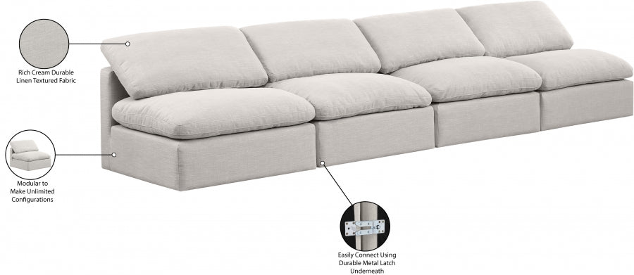 Indulge Linen Textured Fabric Sofa Cream from Meridian - Luna Furniture