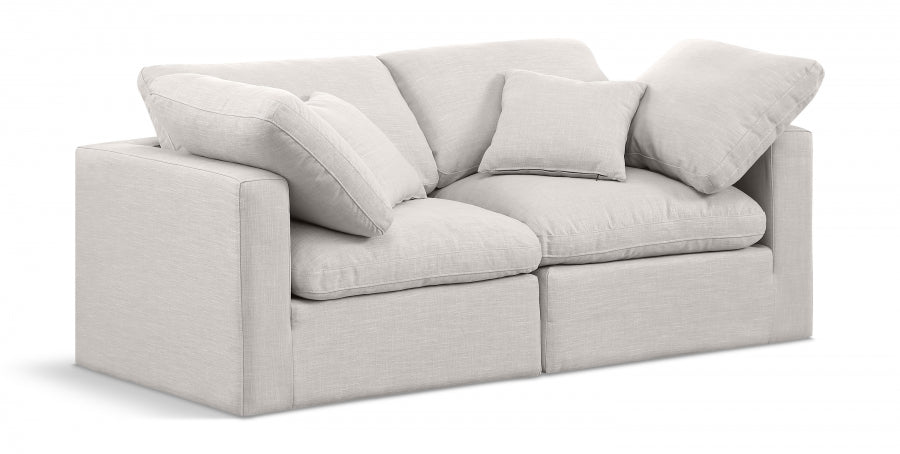 Indulge Linen Textured Fabric Sofa Cream from Meridian - Luna Furniture