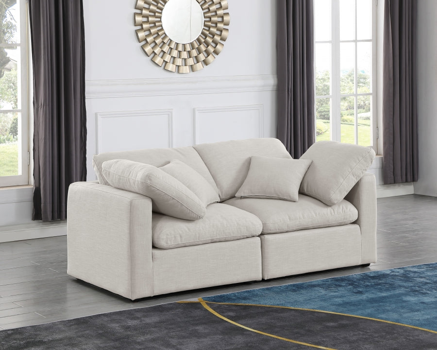 Indulge Linen Textured Fabric Sofa Cream from Meridian - Luna Furniture