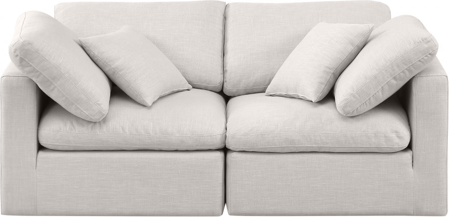 Indulge Linen Textured Fabric Sofa Cream from Meridian - Luna Furniture