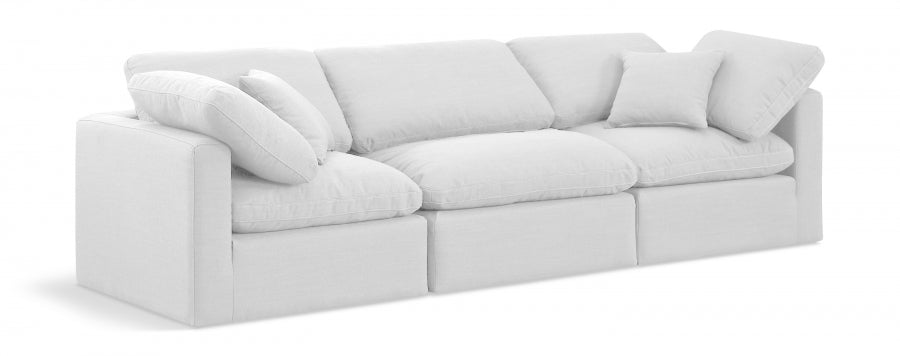 Indulge Linen Textured Fabric Sofa White from Meridian - Luna Furniture