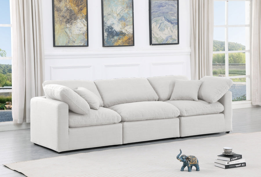 Indulge Linen Textured Fabric Sofa White from Meridian - Luna Furniture