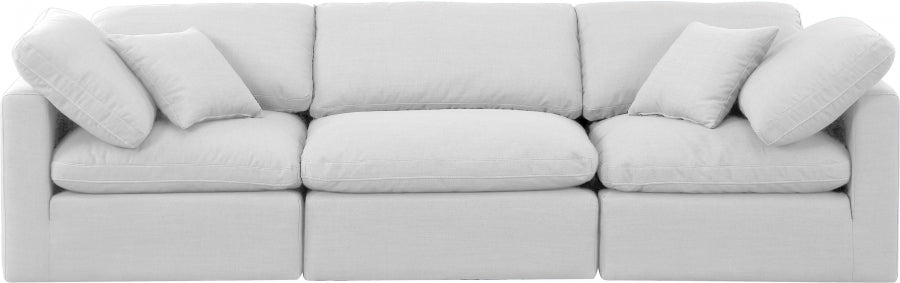 Indulge Linen Textured Fabric Sofa White from Meridian - Luna Furniture