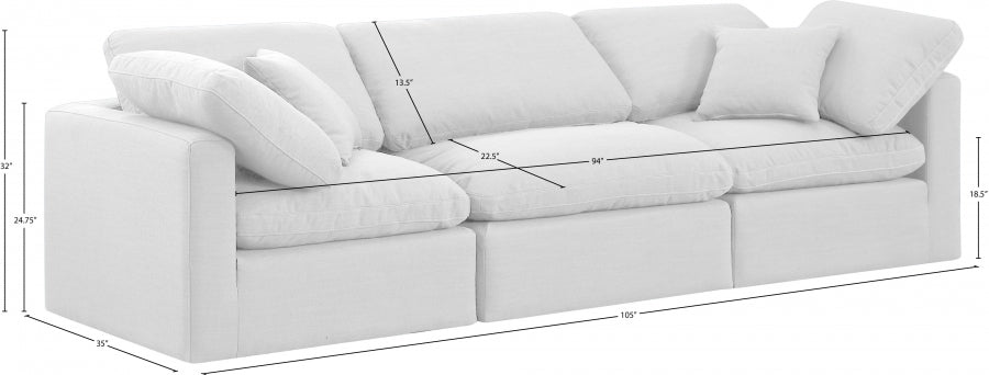 Indulge Linen Textured Fabric Sofa White from Meridian - Luna Furniture