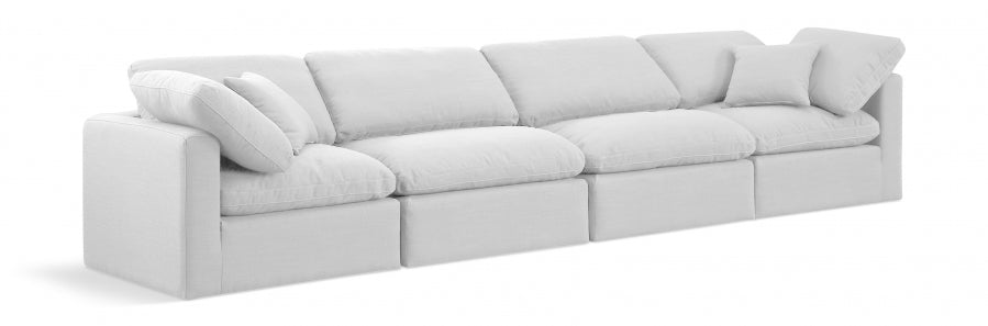 Indulge Linen Textured Fabric Sofa White from Meridian - Luna Furniture