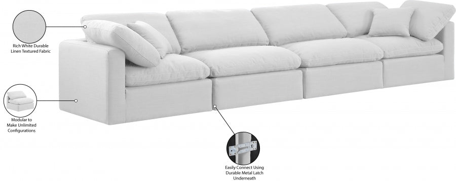 Indulge Linen Textured Fabric Sofa White from Meridian - Luna Furniture