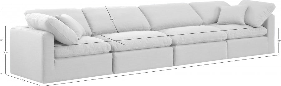 Indulge Linen Textured Fabric Sofa White from Meridian - Luna Furniture