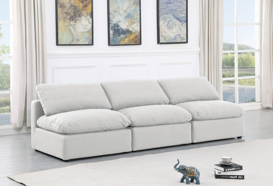 Indulge Linen Textured Fabric Sofa White from Meridian - Luna Furniture