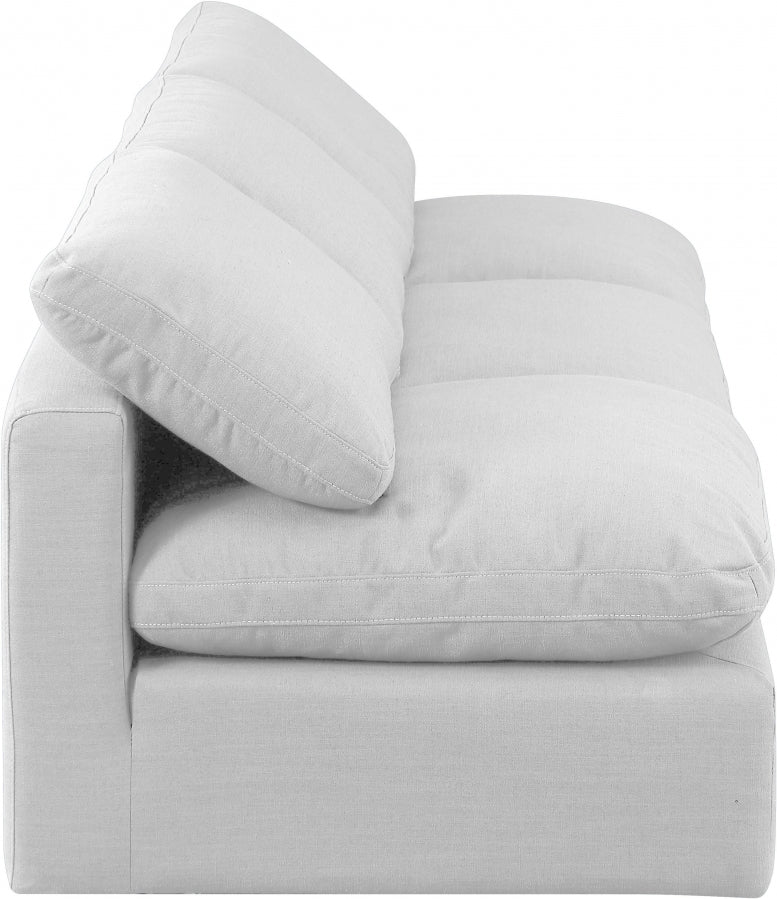 Indulge Linen Textured Fabric Sofa White from Meridian - Luna Furniture