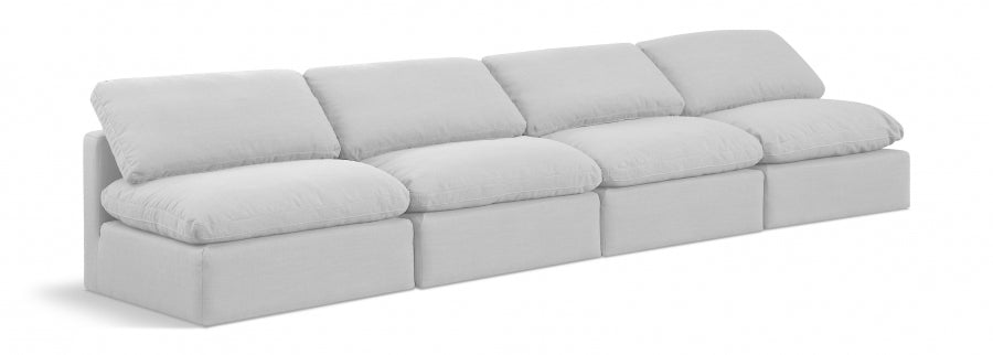 Indulge Linen Textured Fabric Sofa White from Meridian - Luna Furniture