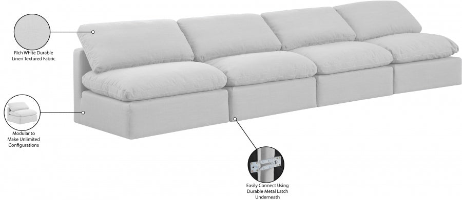 Indulge Linen Textured Fabric Sofa White from Meridian - Luna Furniture