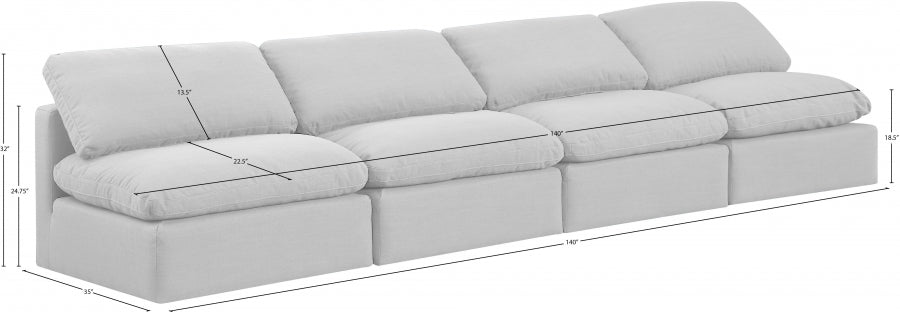 Indulge Linen Textured Fabric Sofa White from Meridian - Luna Furniture