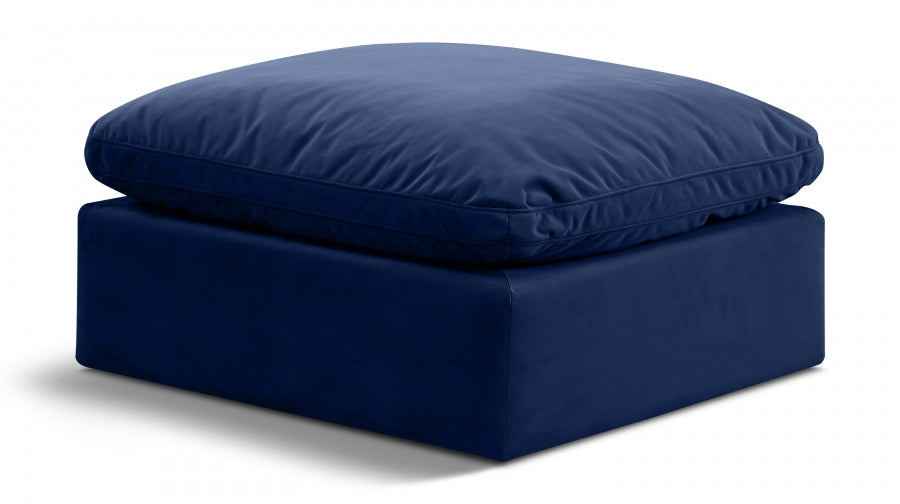 Indulge Velvet Ottoman Blue from Meridian - Luna Furniture