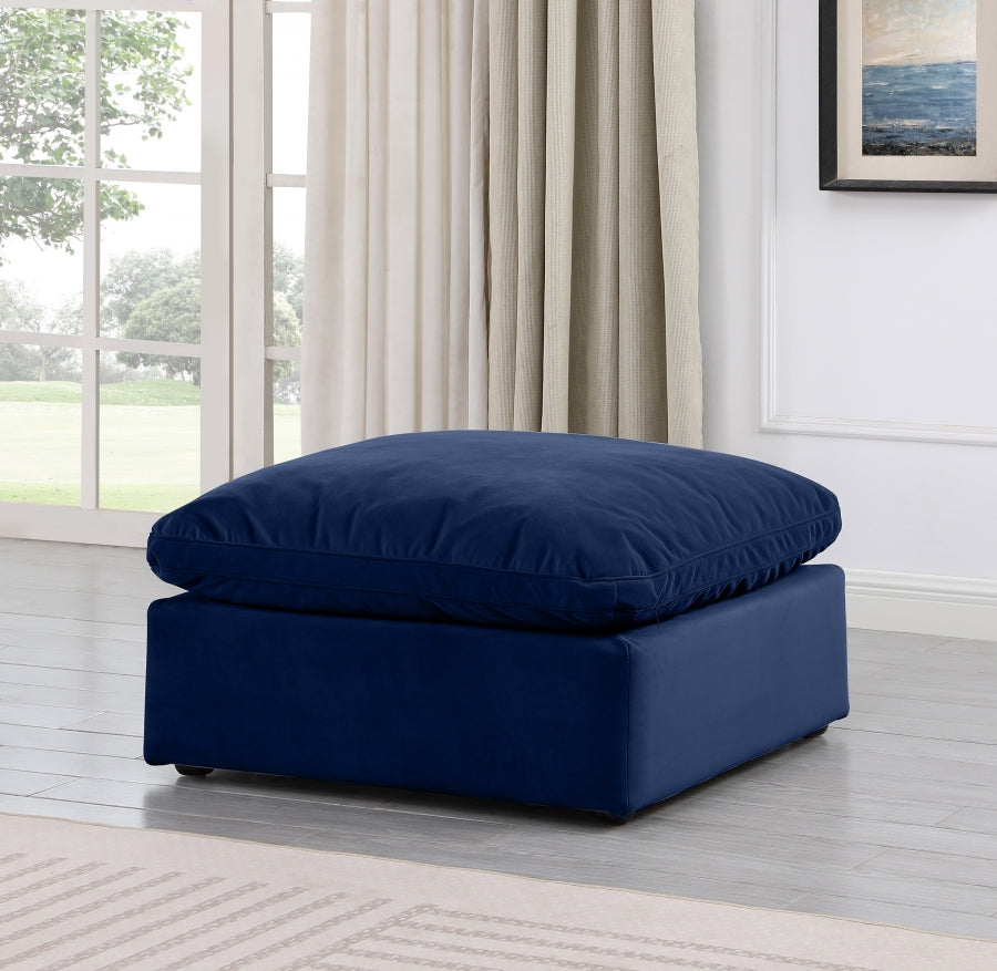 Indulge Velvet Ottoman Blue from Meridian - Luna Furniture