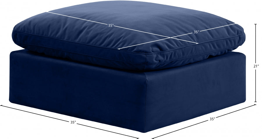 Indulge Velvet Ottoman Blue from Meridian - Luna Furniture