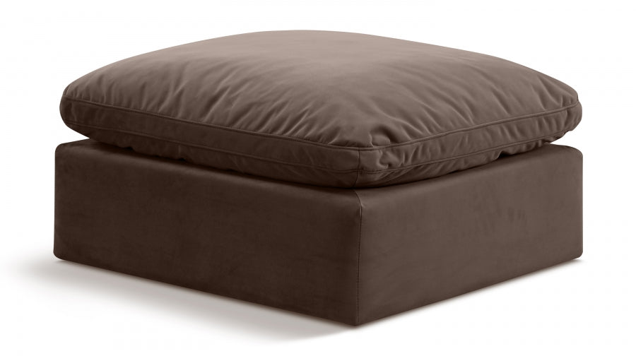 Indulge Velvet Ottoman Brown from Meridian - Luna Furniture