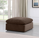 Indulge Velvet Ottoman Brown from Meridian - Luna Furniture