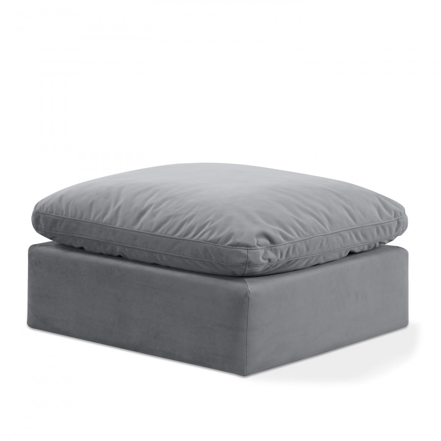 Indulge Velvet Ottoman Grey from Meridian - Luna Furniture