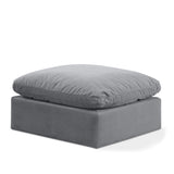 Indulge Velvet Ottoman Grey from Meridian - Luna Furniture