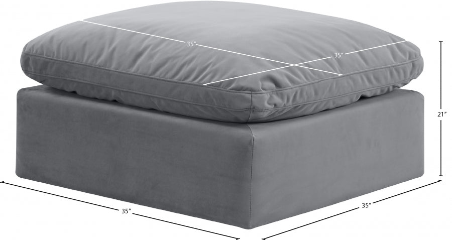 Indulge Velvet Ottoman Grey from Meridian - Luna Furniture