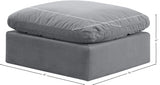 Indulge Velvet Ottoman Grey from Meridian - Luna Furniture