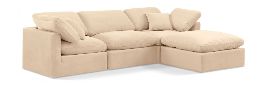 Indulge Velvet Sectional Beige from Meridian - Luna Furniture