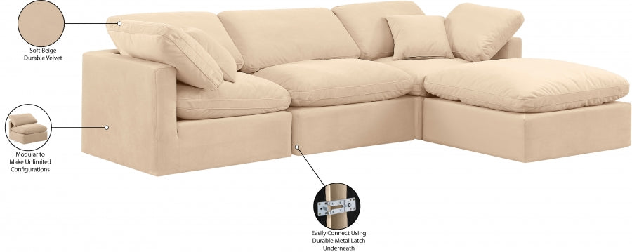 Indulge Velvet Sectional Beige from Meridian - Luna Furniture