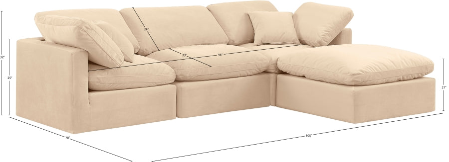 Indulge Velvet Sectional Beige from Meridian - Luna Furniture