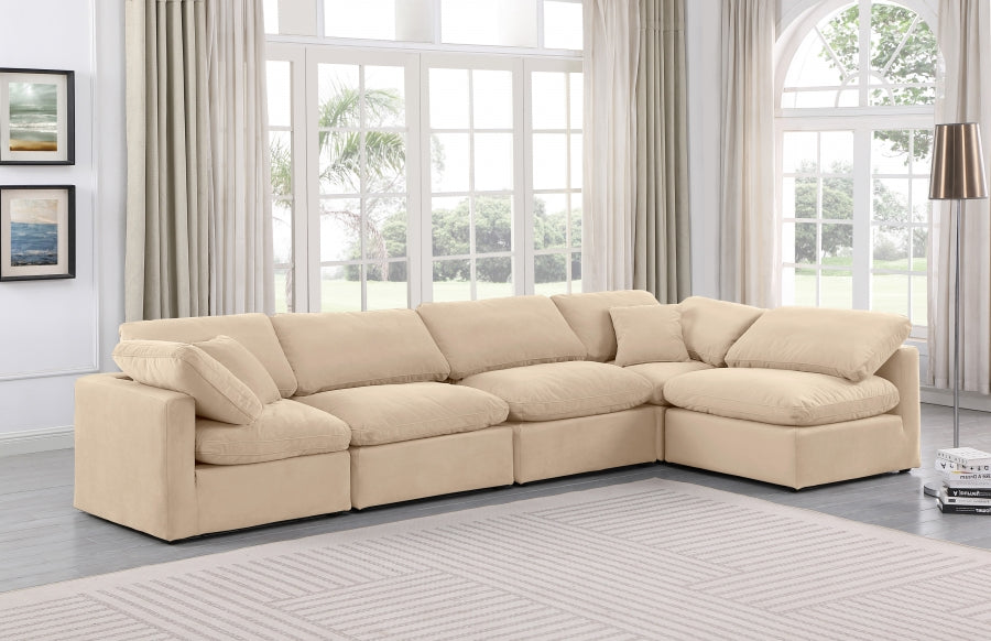 Indulge Velvet Sectional Beige from Meridian - Luna Furniture